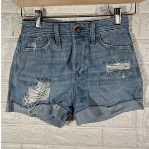 Hollister Ultra High Rise Denim Distressed Cuffed Shorts Women's‎ Size 24